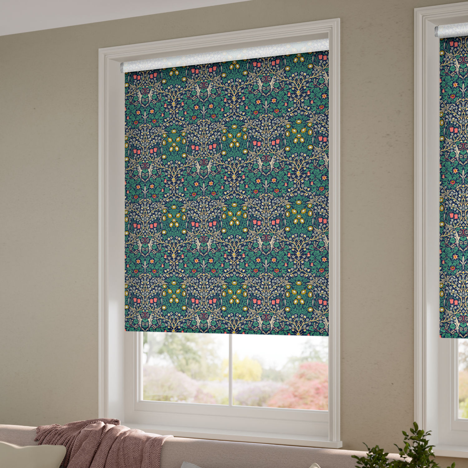 William Morris Blackthorn Indigo Roller Blind