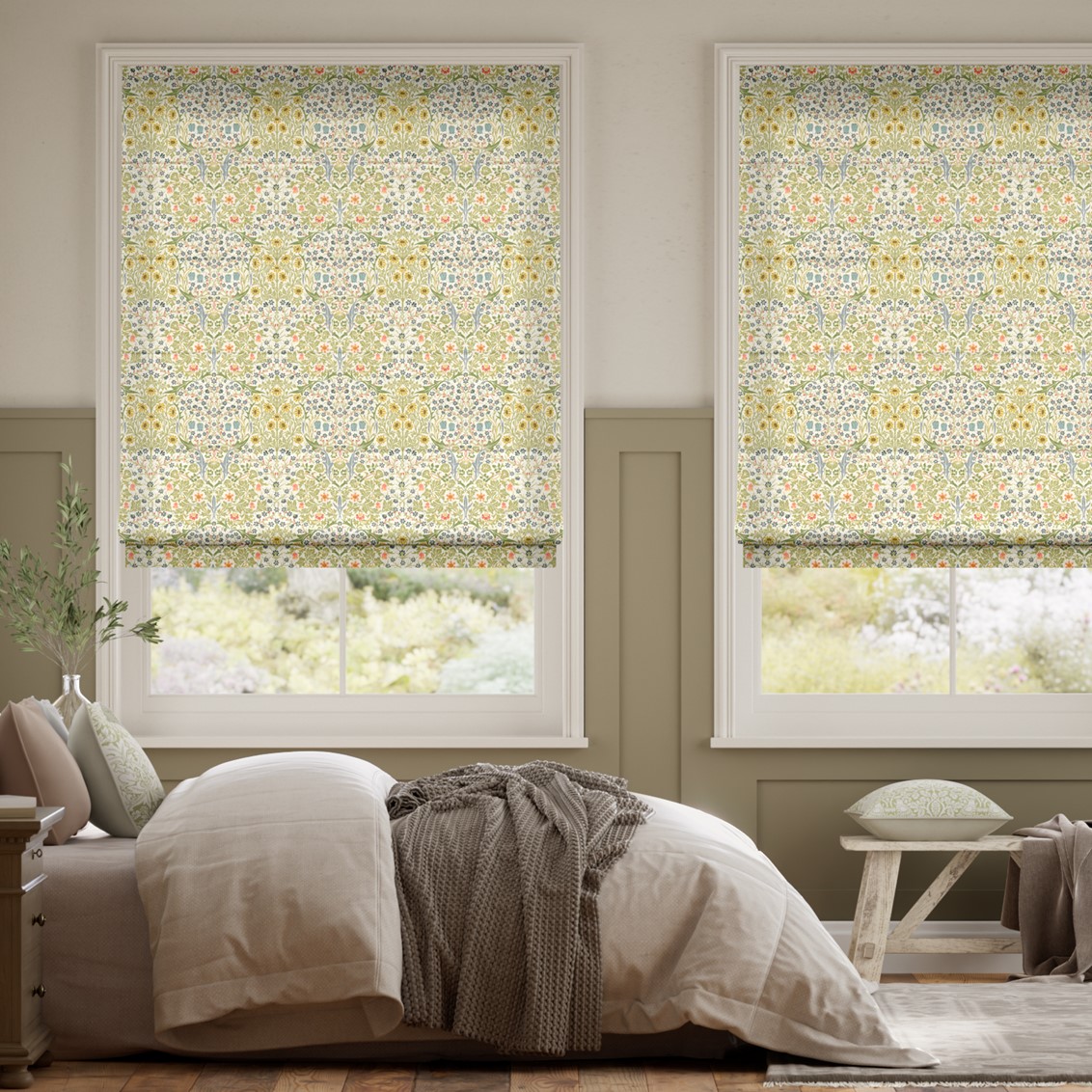 William Morris Blackthorn Spring Meadow Roman Blind