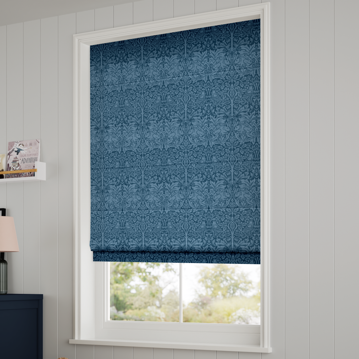 William Morris Brother Rabbit Aegean Roman Blind