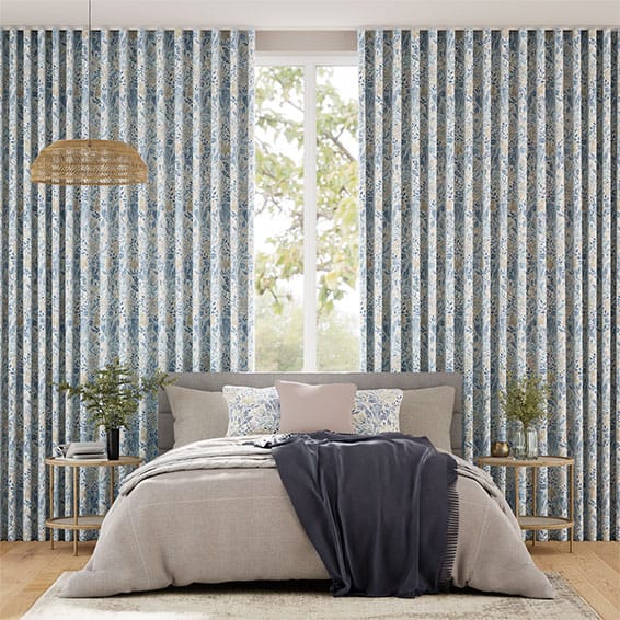 William Morris Compton China Blue Curtains