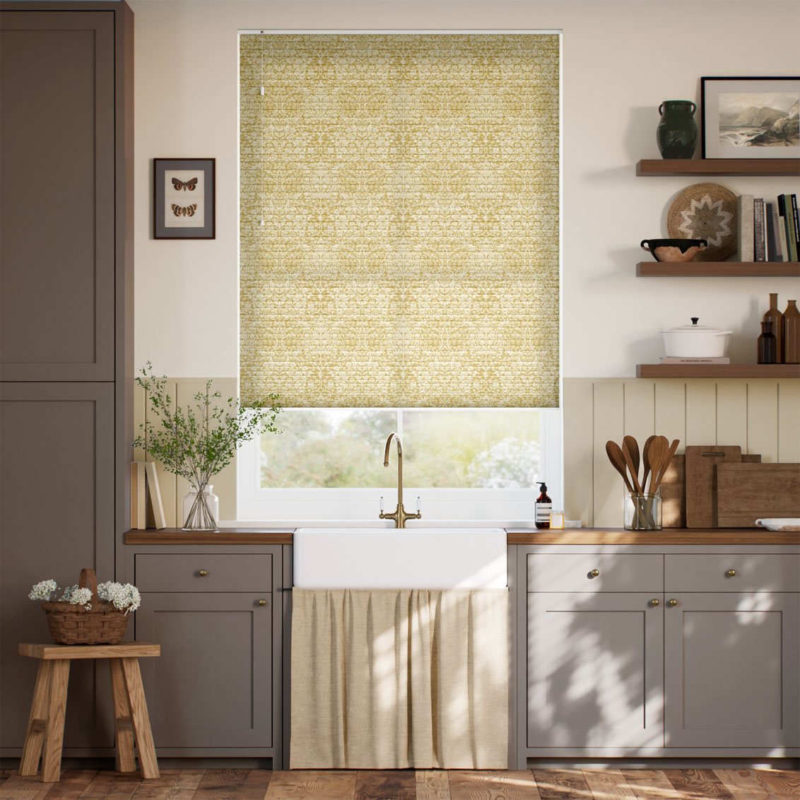 William Morris DuoLight Blackthorn Saffron Thermal Blind