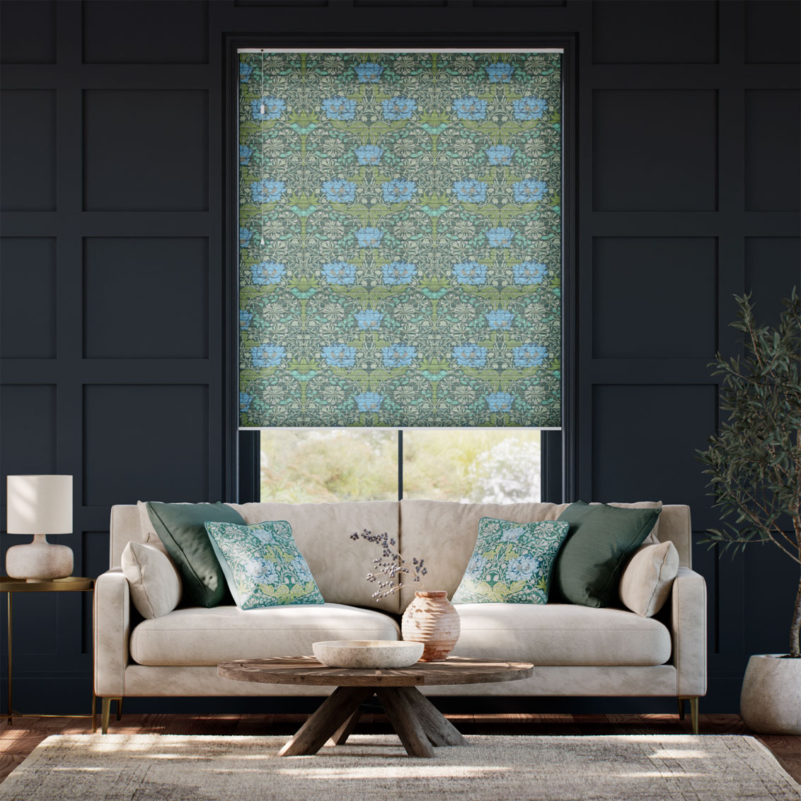 William Morris DuoLight Honeysuckle & Tulip Moonstone Thermal Blind