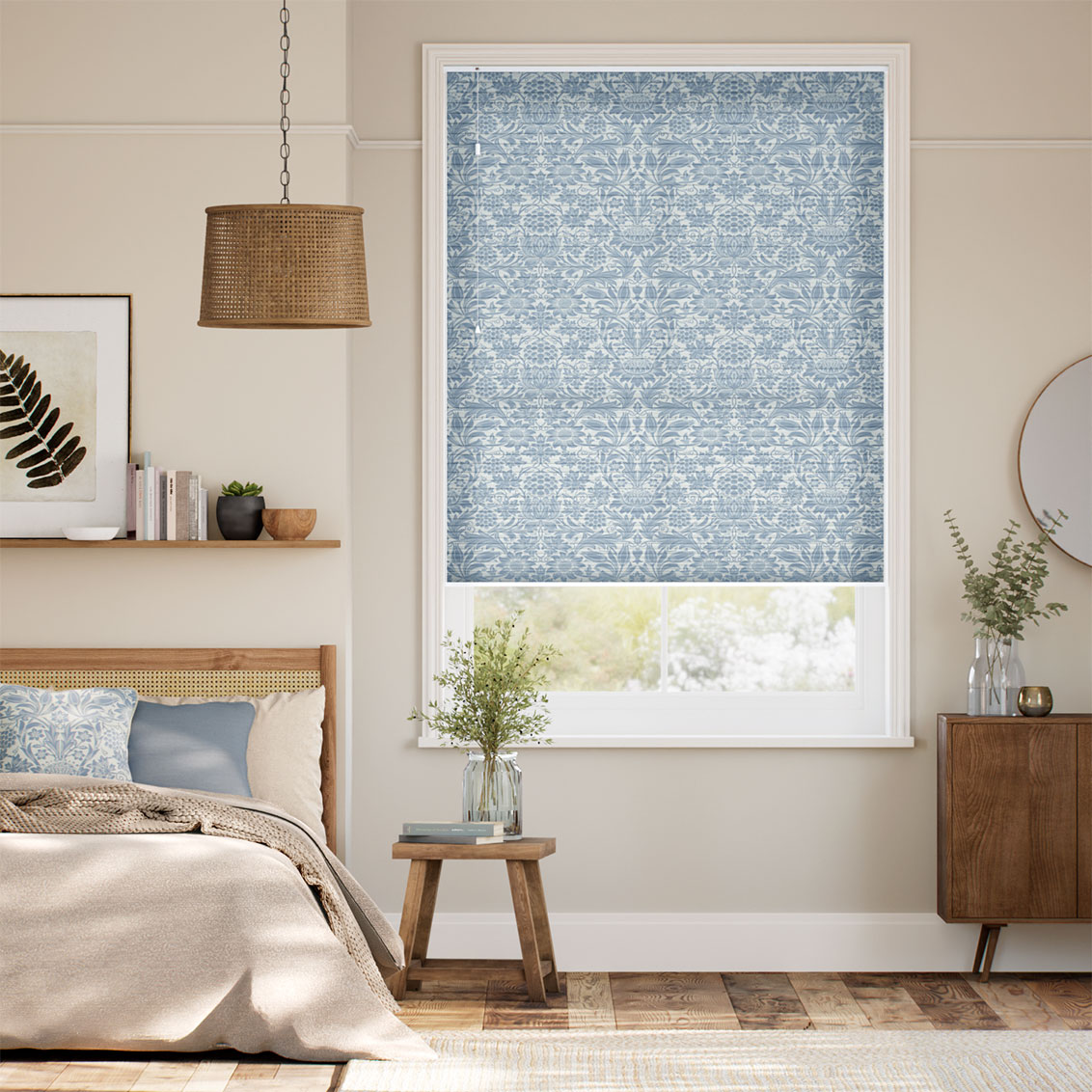 William Morris DuoLight Sunflower Vintage Blue Thermal Blind