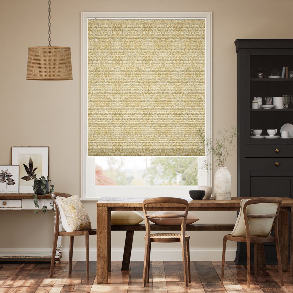 William Morris DuoShade Blackthorn Saffron Thermal Blind