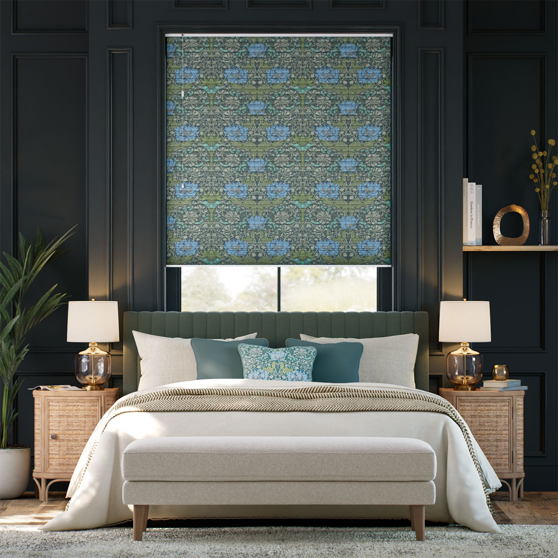 William Morris DuoShade Honeysuckle & Tulip Moonstone Thermal Blind