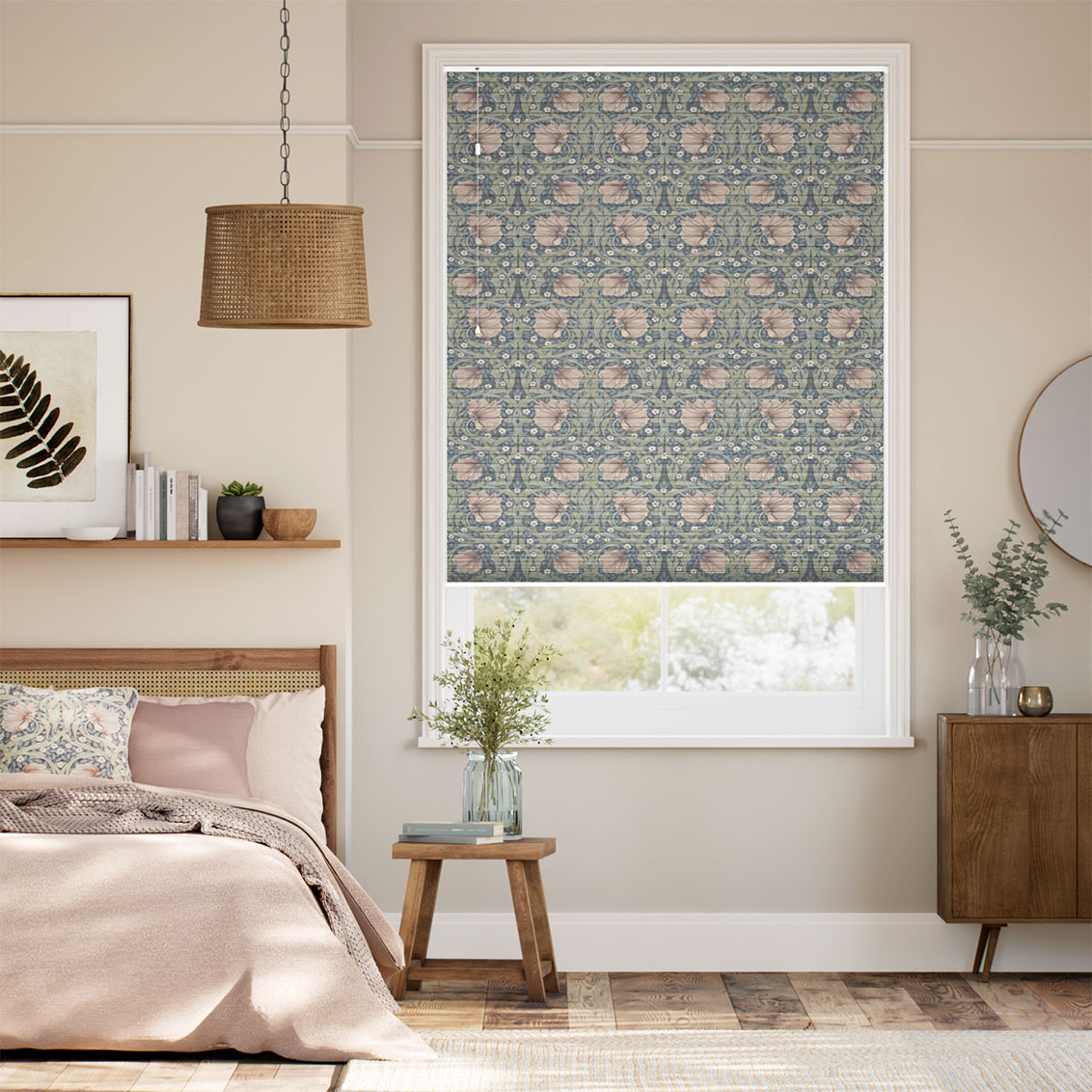 William Morris DuoShade Pimpernel Blush Thermal Blind