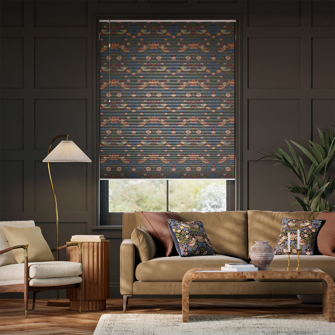 William Morris DuoShade Strawberry Thief Jewel Thermal Blind