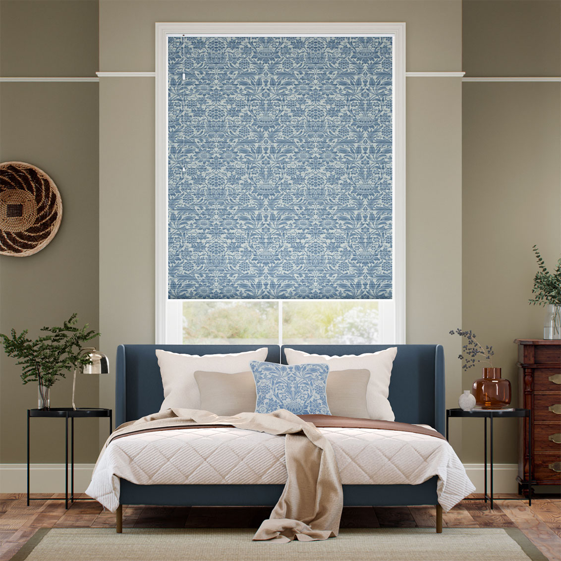 William Morris DuoShade Sunflower Vintage Blue Thermal Blind