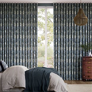 William Morris Honeysuckle and Tulip Velvet Grey Blue Curtains thumbnail image