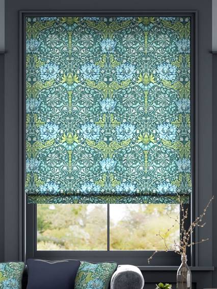 William Morris Honeysuckle and Tulip Velvet Moonstone Roman Blind thumbnail image