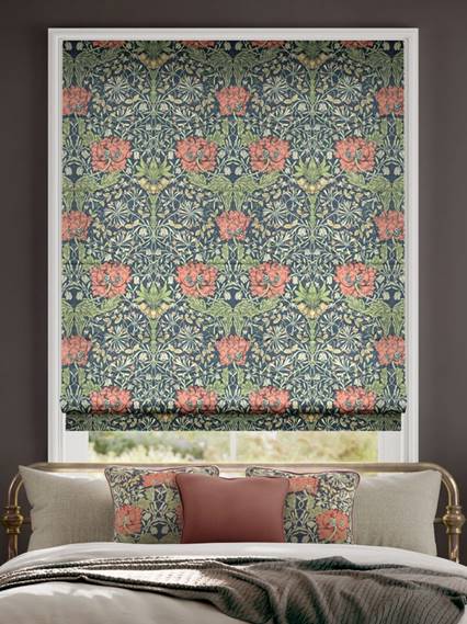 William Morris Honeysuckle and Tulip Velvet Vermillion Roman Blind thumbnail image