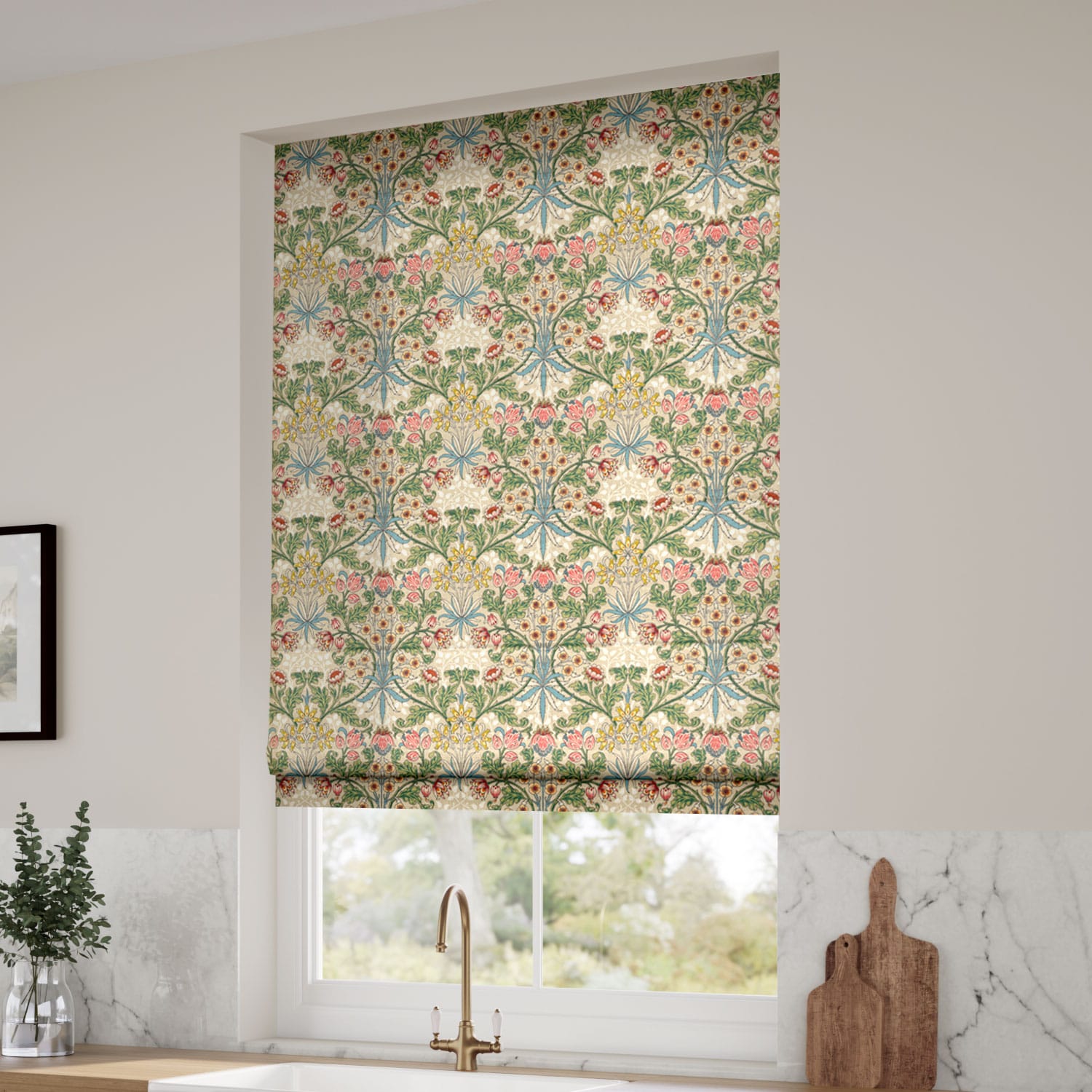 William Morris Hyacinth Natural Roman Blind