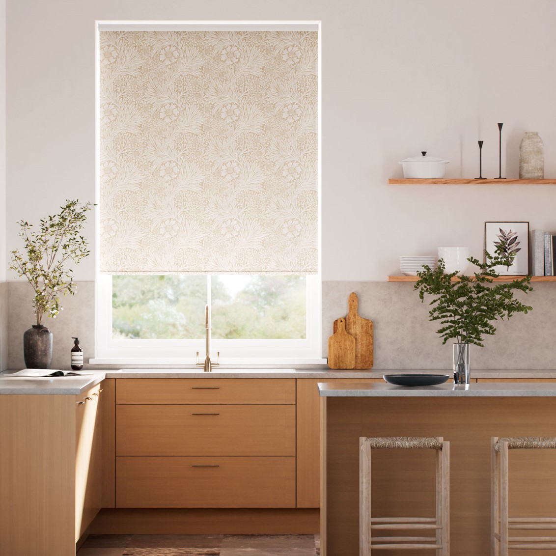 William Morris Marigold Jacquard Soft Gold Roller Blind