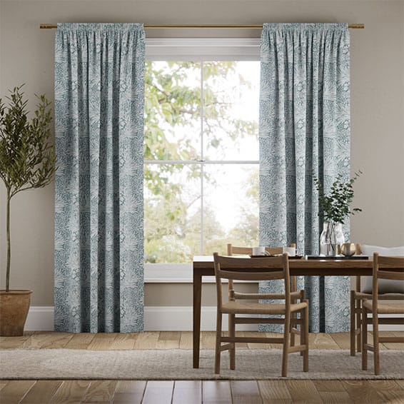 William Morris Marigold Steel Blue Curtains