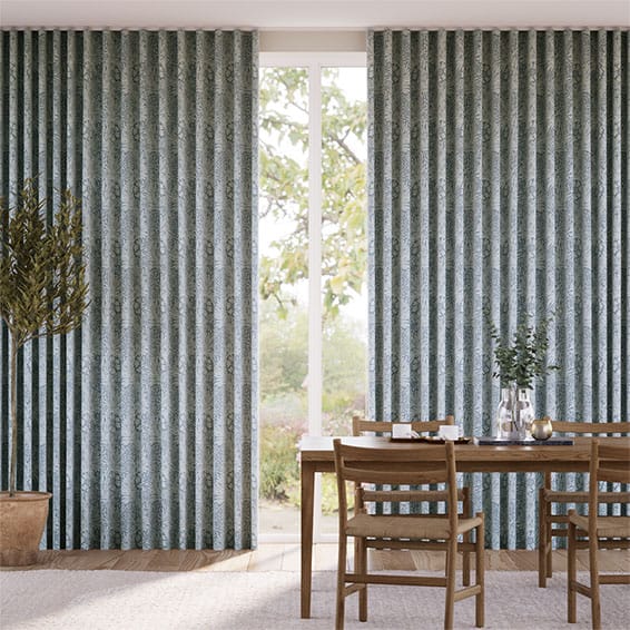 William Morris Marigold Steel Blue Curtains