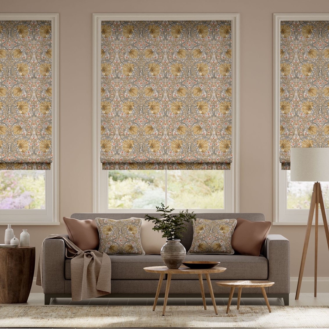 William Morris Pimpernel Butterscotch  Roman Blind