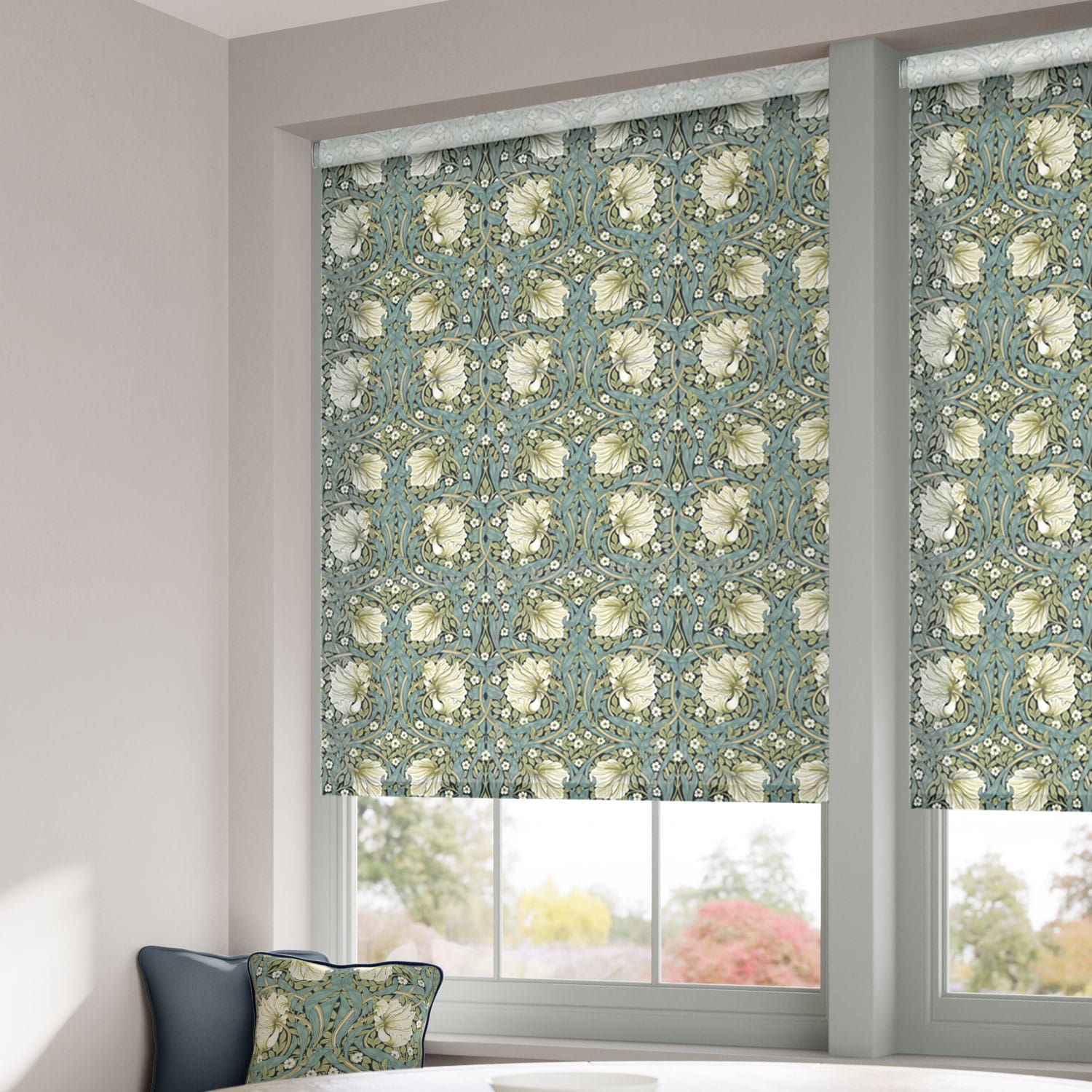 William Morris Pimpernel Sage Roller Blind