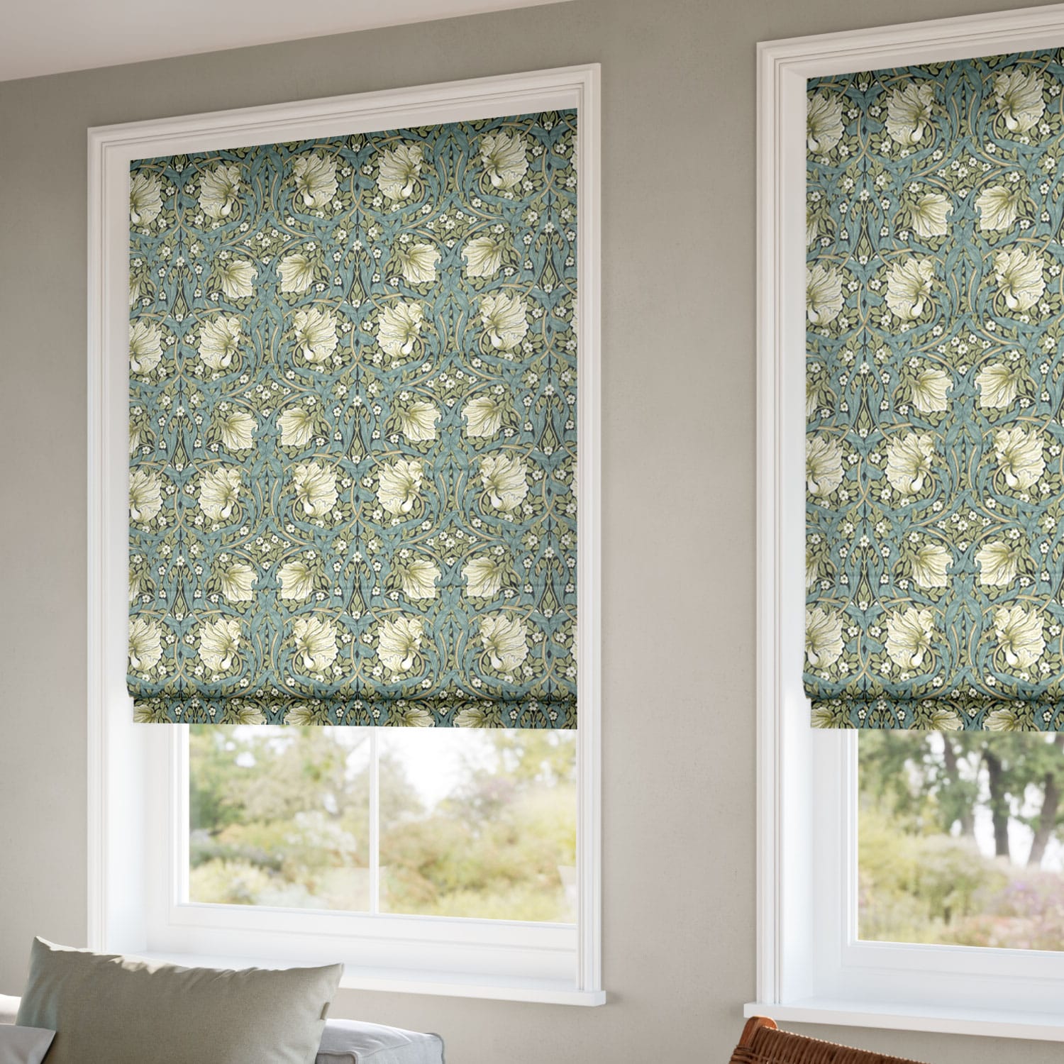 William Morris Pimpernel Sage Roman Blind