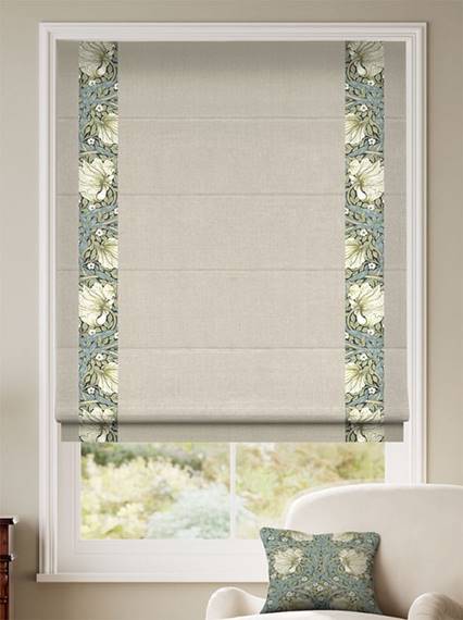 William Morris Pimpernel Sage & Bijou Linen Latte Roman Blind thumbnail image