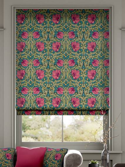 Electric William Morris Pimpernel Teal Roman Blind thumbnail image