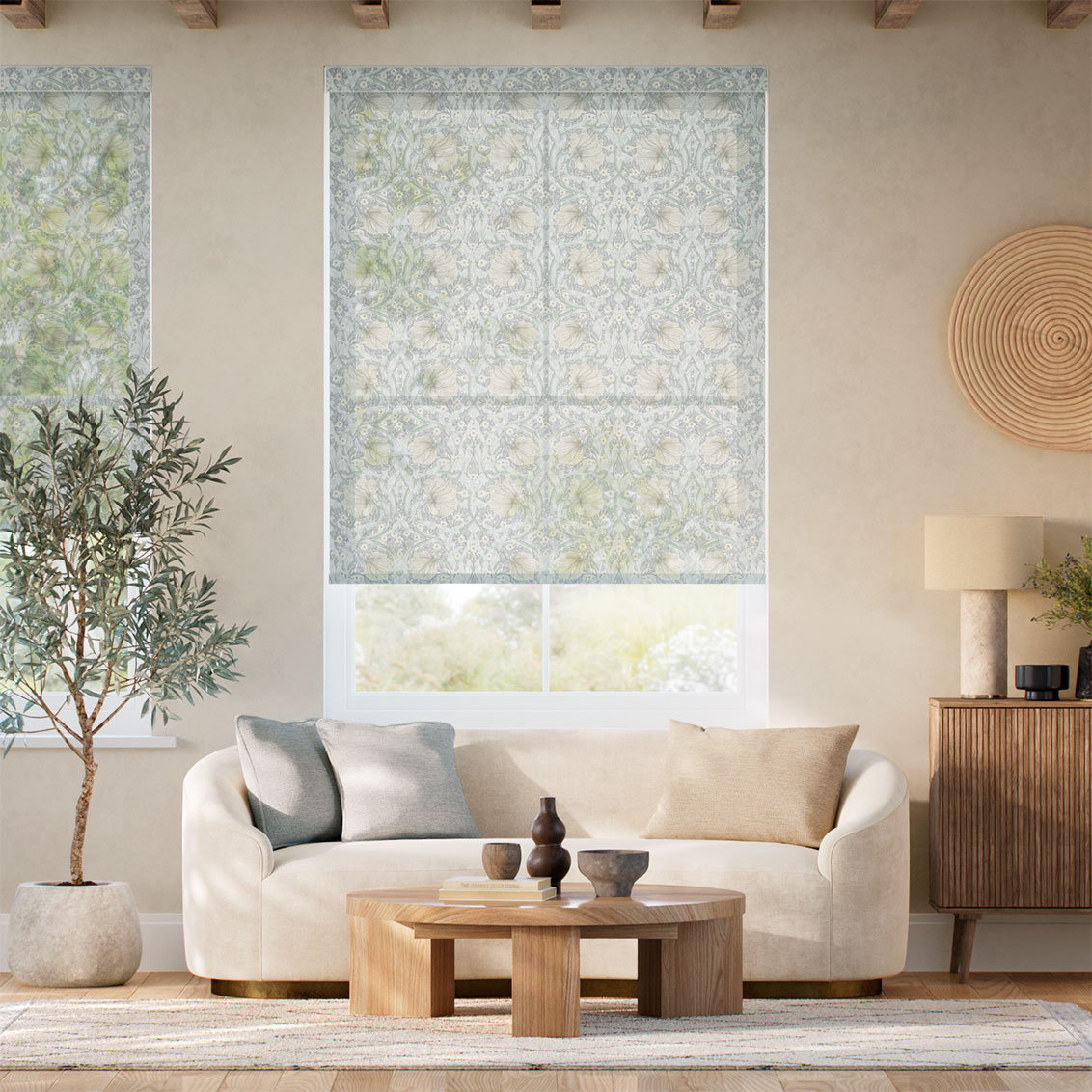 William Morris Pimpernel Voile Dove Grey Roller Blind