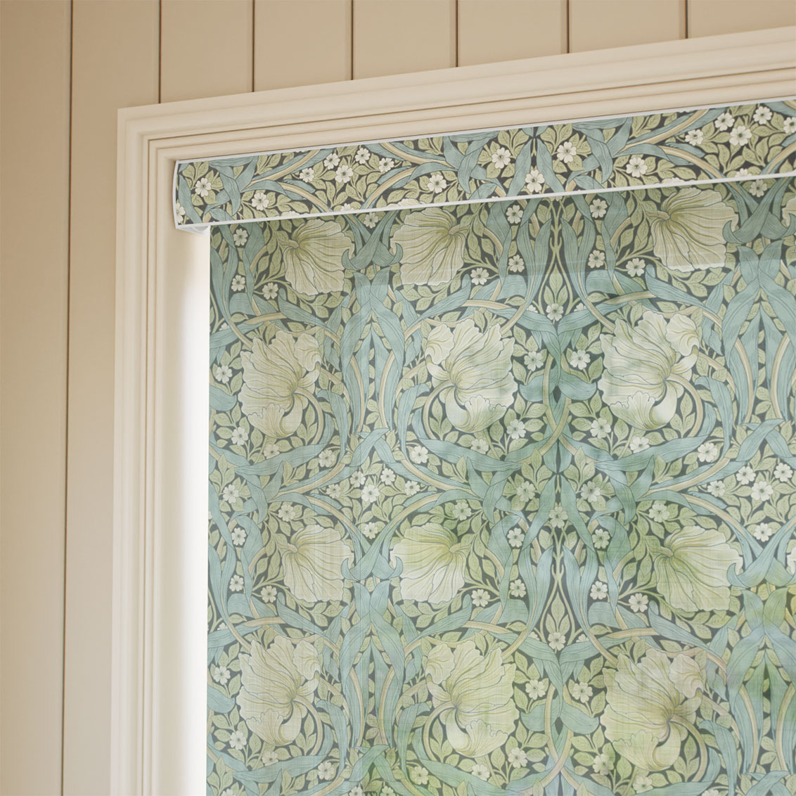 William Morris Pimpernel Voile Sage Roller Blind