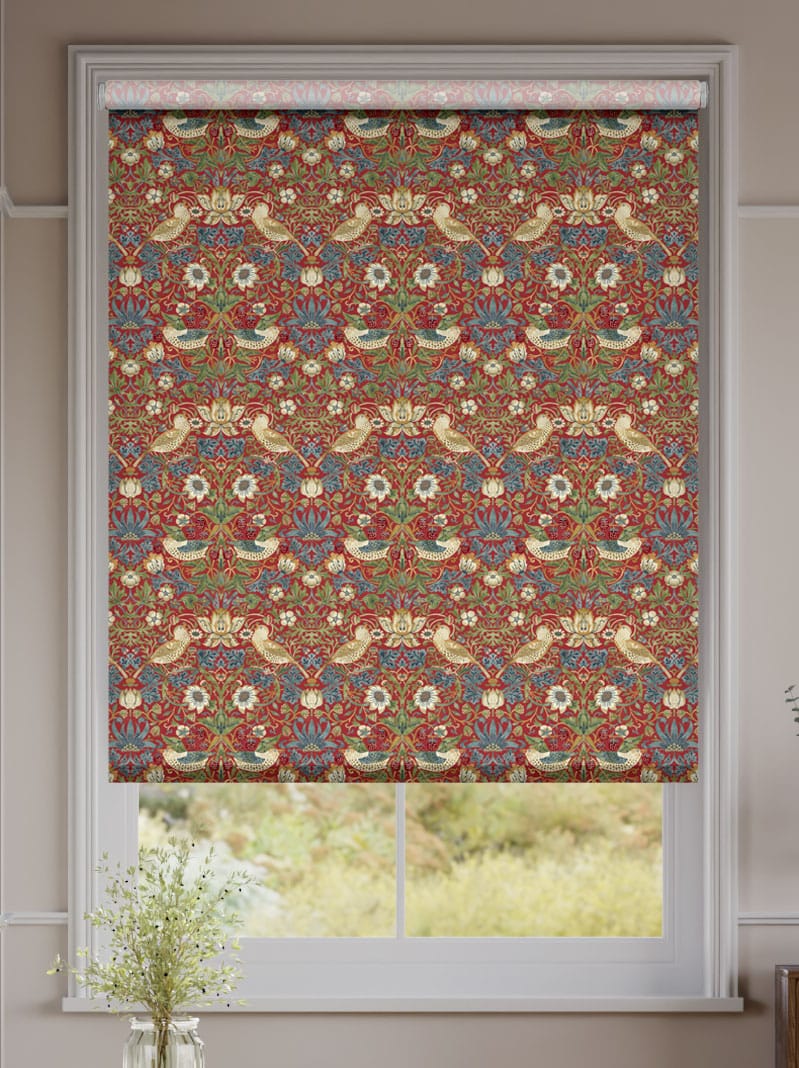 William Morris Strawberry Thief Harissa Red Roller Blind thumbnail image