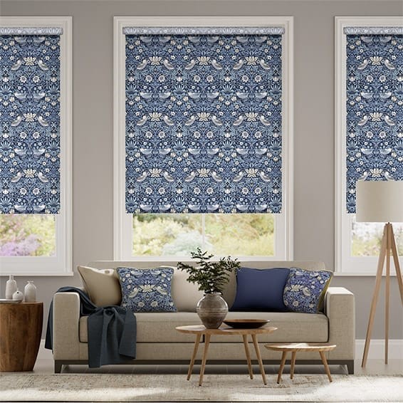 William Morris Strawberry Thief Indigo Blue Roller Blind