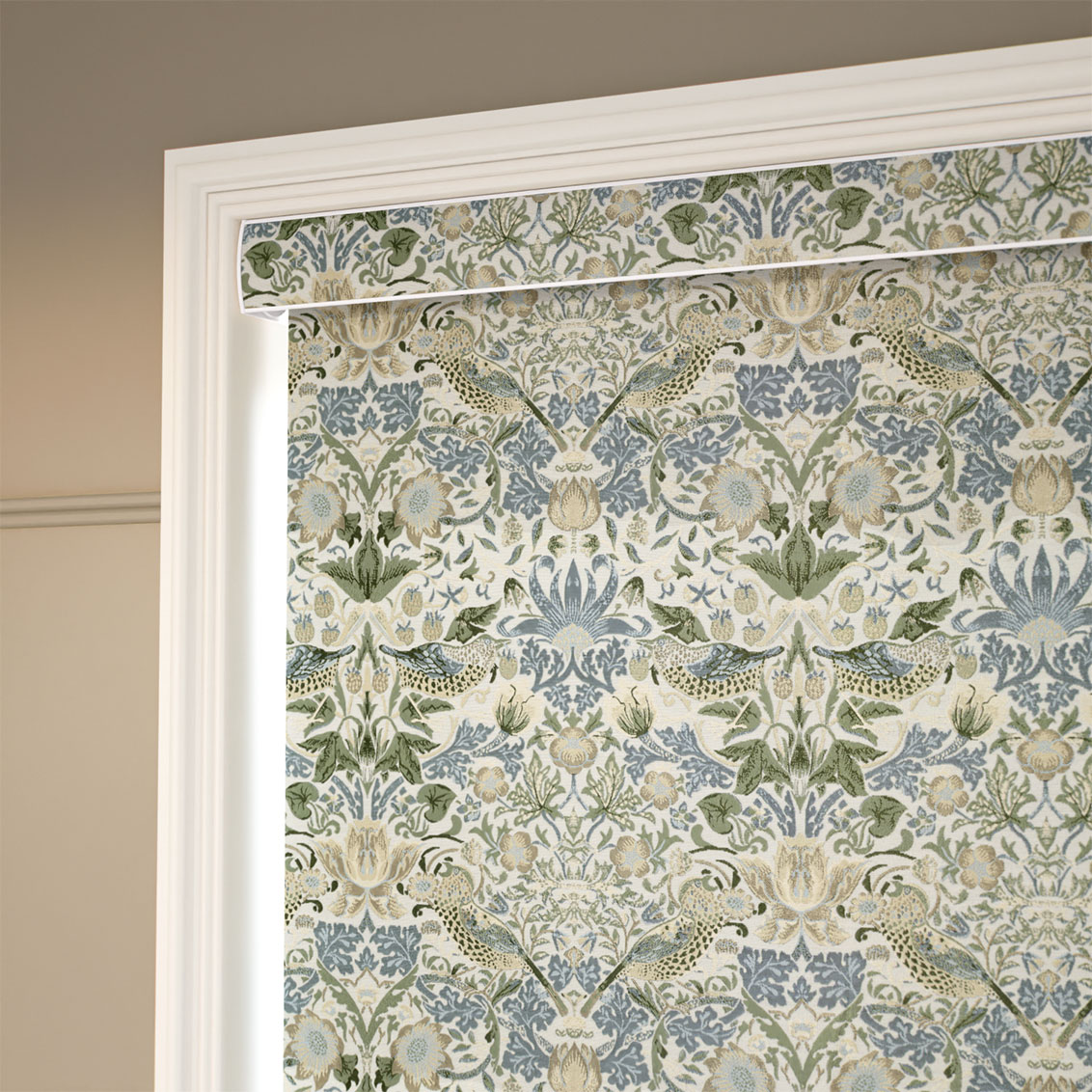 William Morris Strawberry Thief Jacquard Glacier Roller Blind