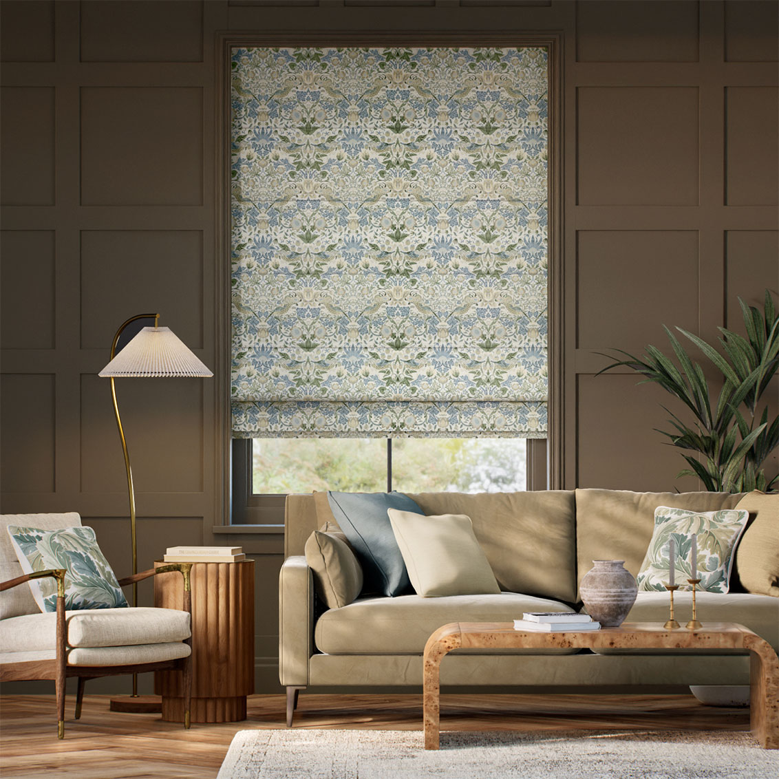 William Morris Strawberry Thief Jacquard Glacier Roman Blind