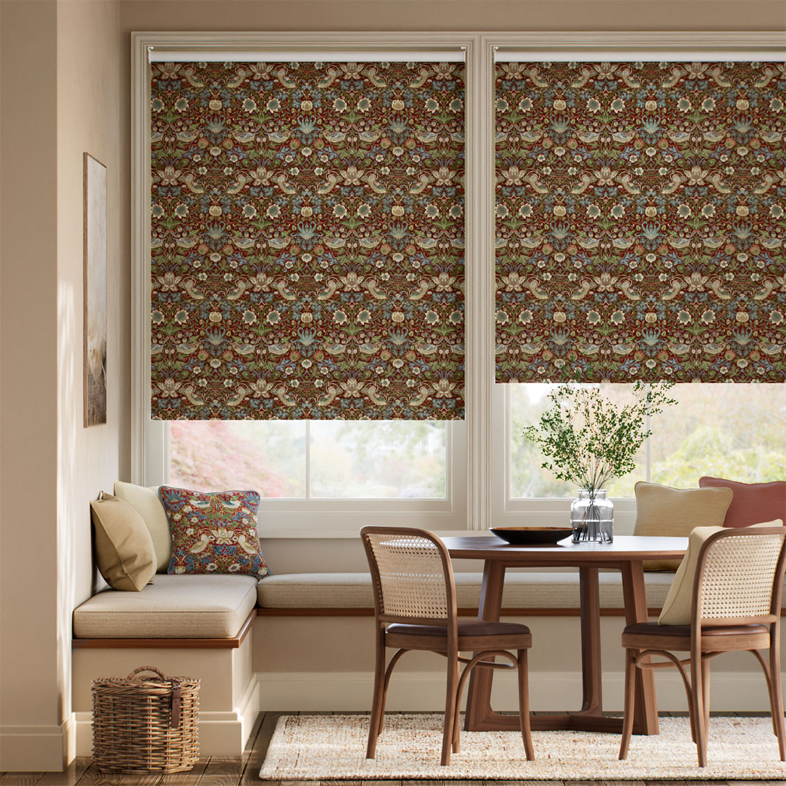 William Morris Strawberry Thief Jacquard Merlot Roller Blind