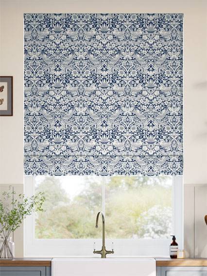 William Morris Strawberry Thief Navy Roman Blind thumbnail image