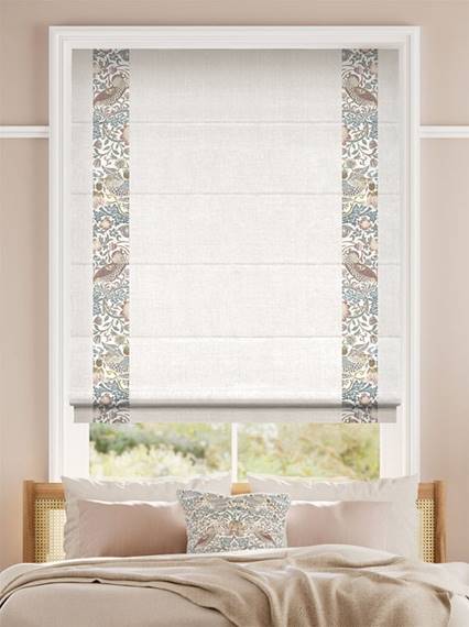 William Morris Strawberry Thief Rose Chalk & Bijou Linen Alabaster Roman Blind thumbnail image