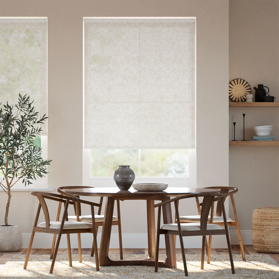 William Morris Strawberry Thief Voile Neutral Roller Blind