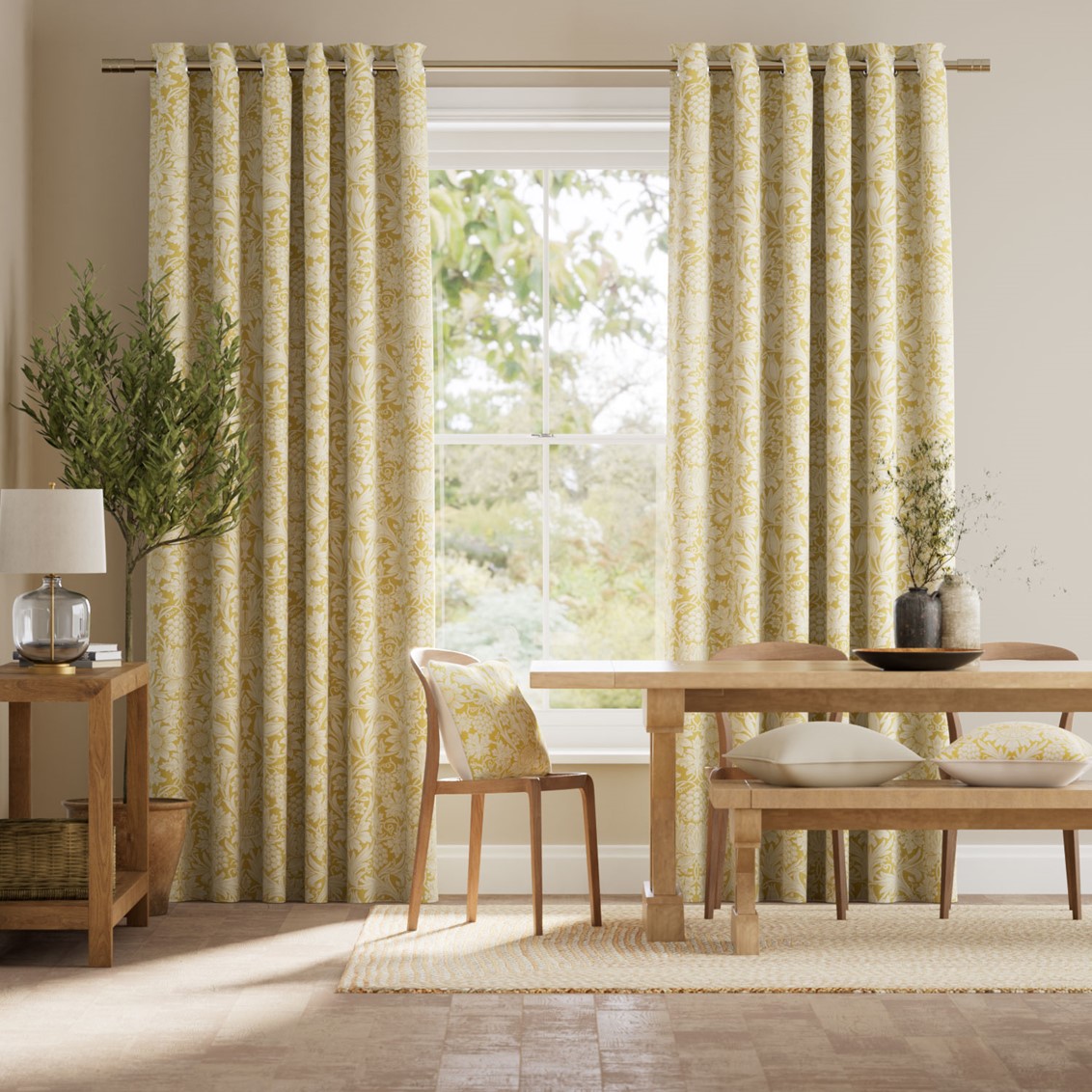 William Morris Sunflower Honey Curtains