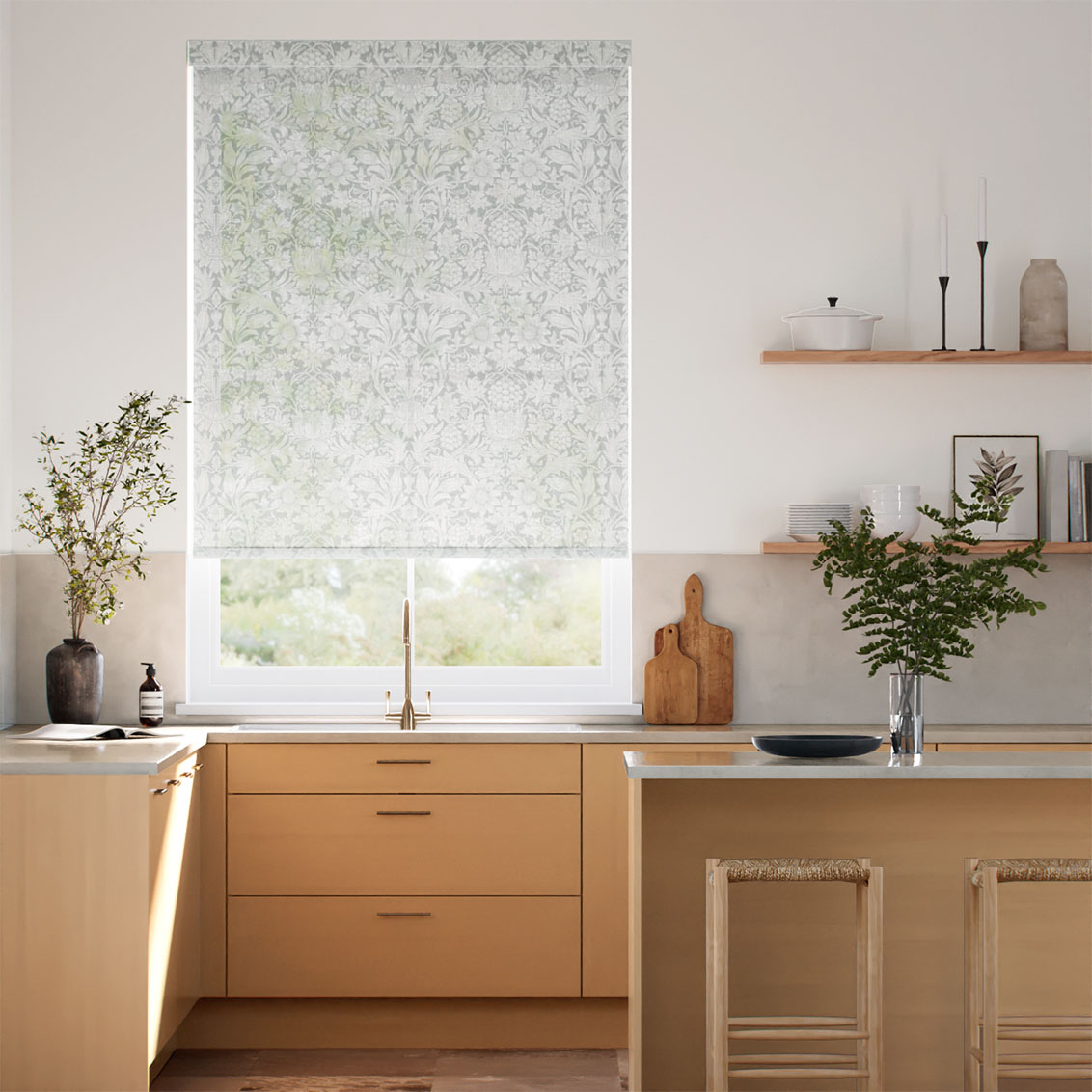 William Morris Sunflower Voile Silver Grey Roller Blind
