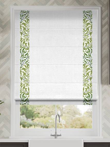 William Morris Willow Bough Vine & Bijou Linen White Roman Blind thumbnail image