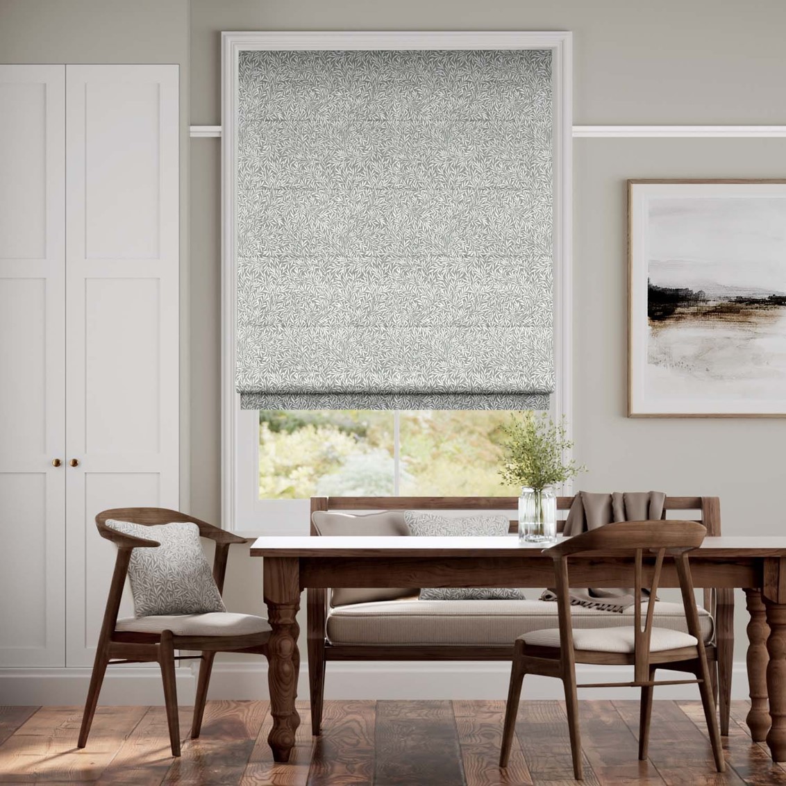 William Morris Willow Steeple Grey Roman Blind