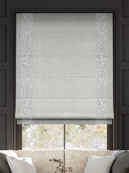 William Morris Willow Steeple Grey & Bijou Linen Dove Grey Roman Blind thumbnail image