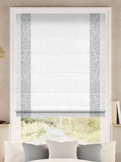 William Morris Willow Steeple Grey & Bijou Linen White Roman Blind thumbnail image