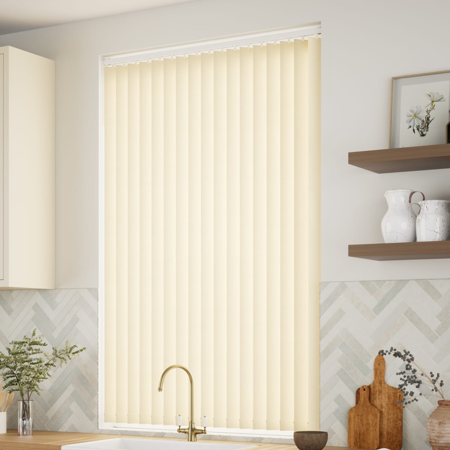 Rigid PVC Williamsburg French Cream Blackout Vertical Blind