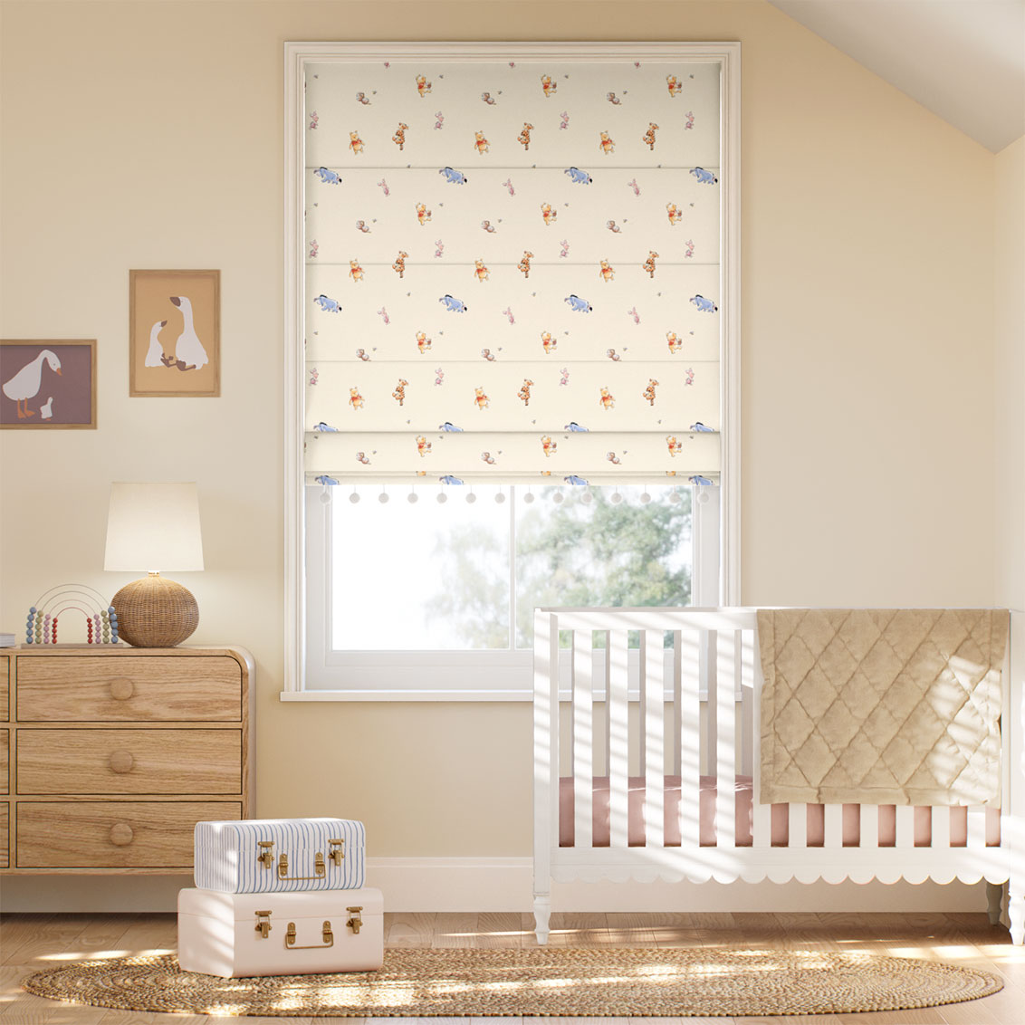 Winnie the Pooh & Friends Pom Pom Honey Oat Roman Blind