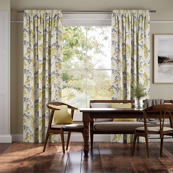 Wisteria Blossom Trail Pewter Curtains