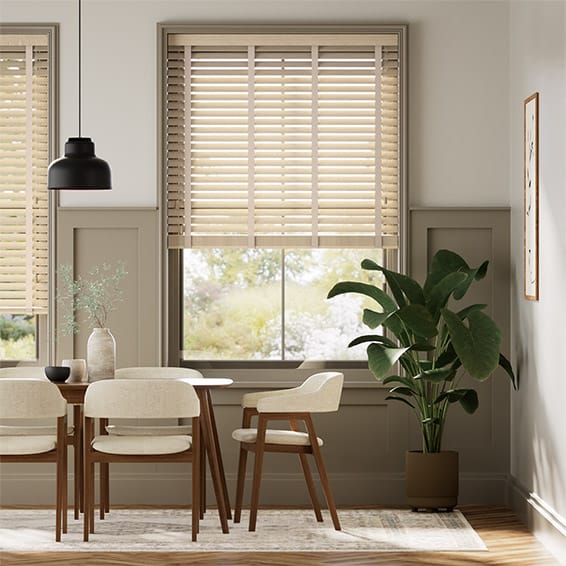 Natural Pine & Putty Faux Wooden Blind - 50mm Slat