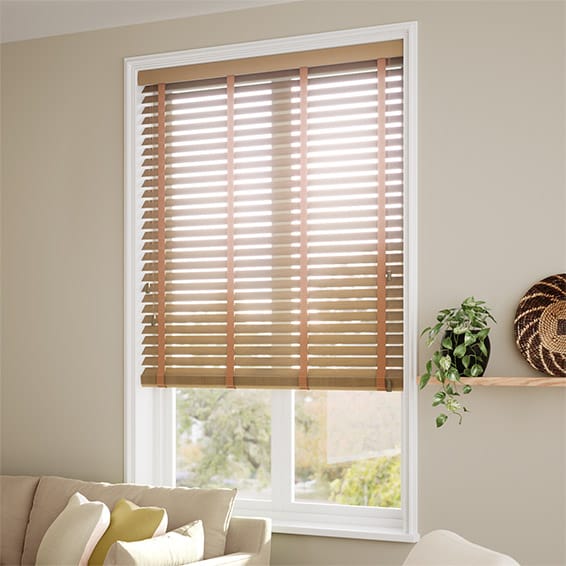 Warm Maple & Pecan Faux Wooden Blind - 50mm Slat