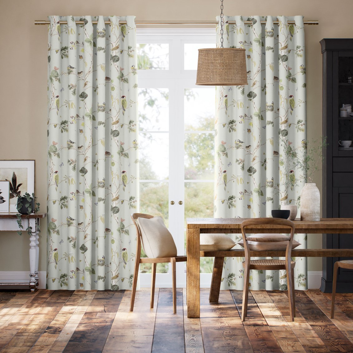 Woodland Chorus Multi Sage Curtains