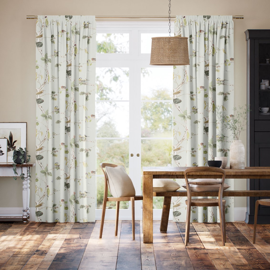 Woodland Chorus Multi Sage Curtains