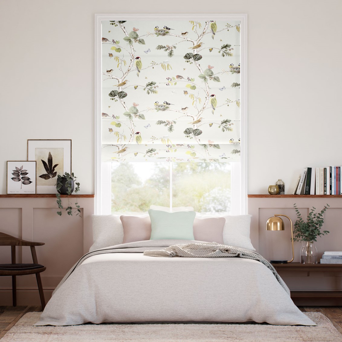 Woodland Chorus Multi Sage Roman Blind