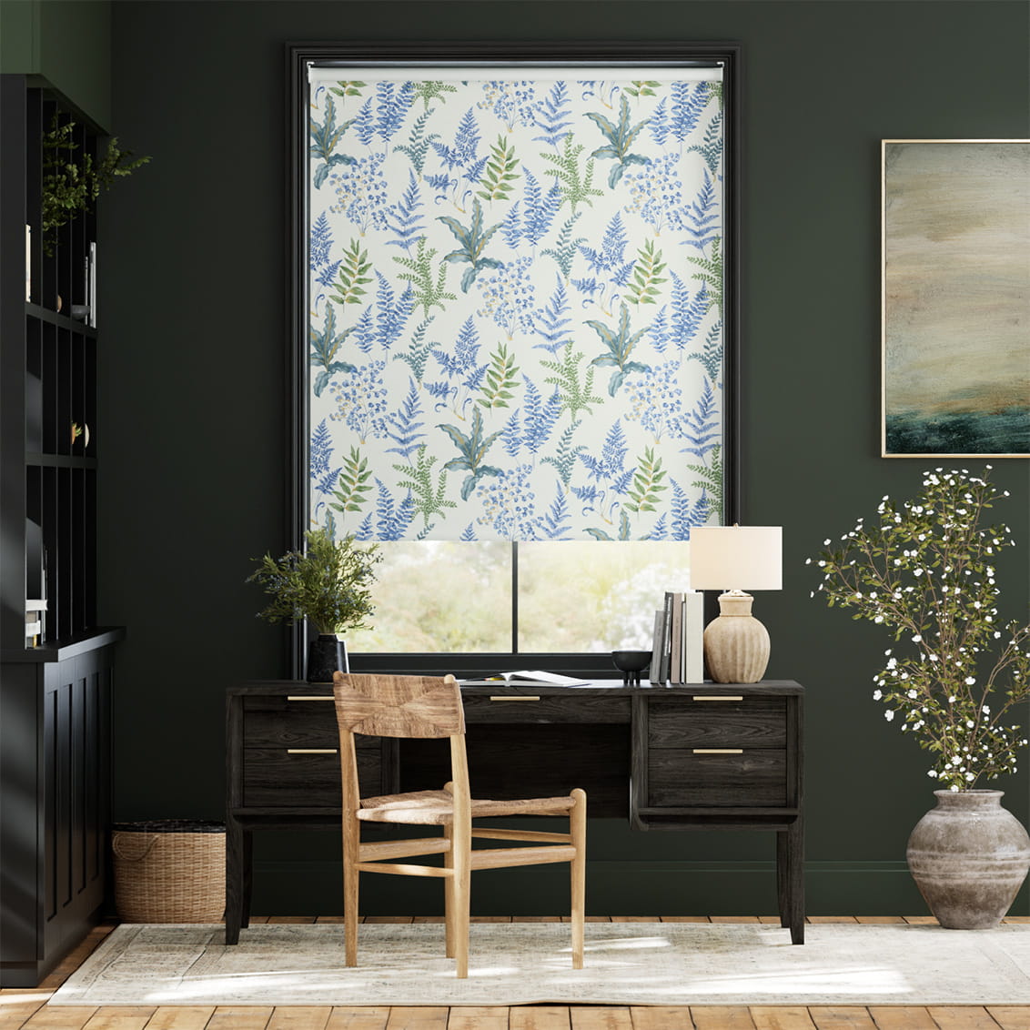 Woodland Fern Blue & Green Roller Blind