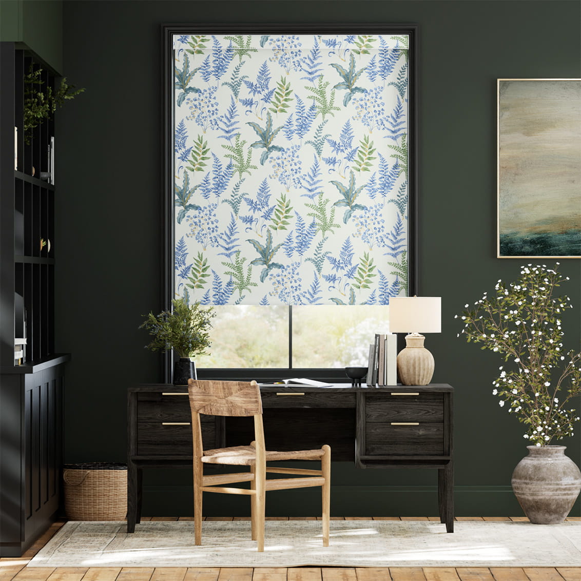 Woodland Fern Blue & Green Roller Blind